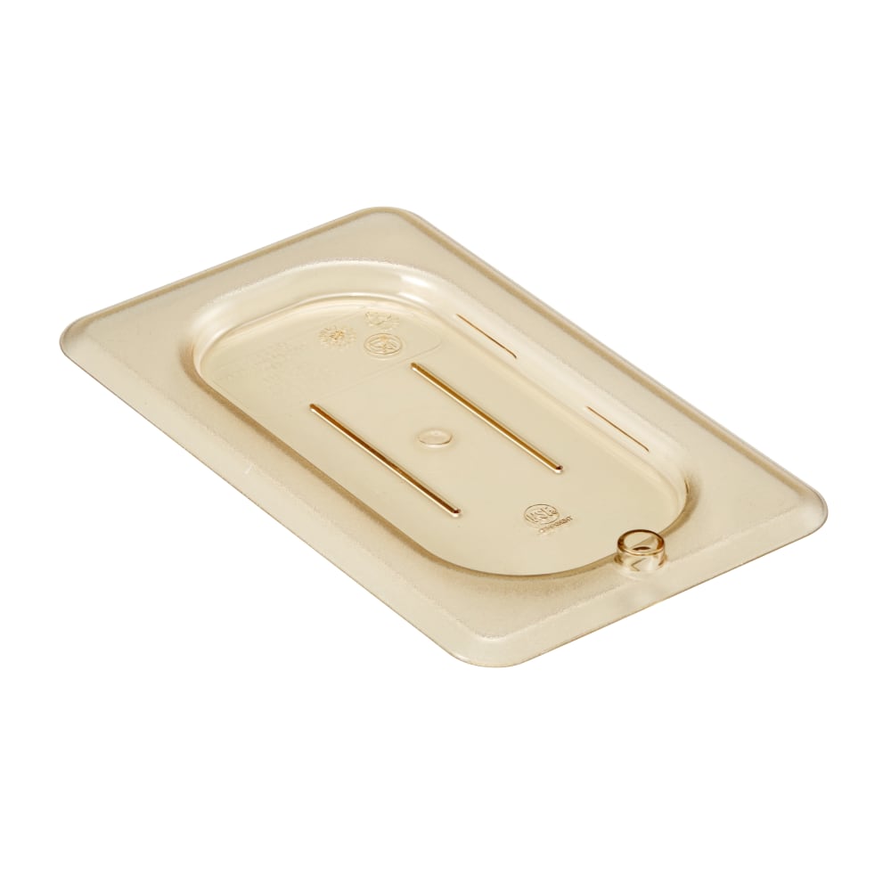 Cambro H-Pan High-Heat GN 1/9 Flat Covers, 3/8inH x 4-1/4inW x 6-15/16inD, Amber, Pack Of 6 Covers MPN:CAM90HPC150