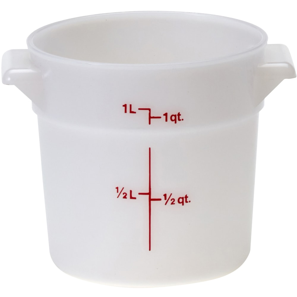 Cambro Poly Round Food Storage Containers, 1 Qt, White, Pack Of 12 Containers MPN:CAMRFS1148