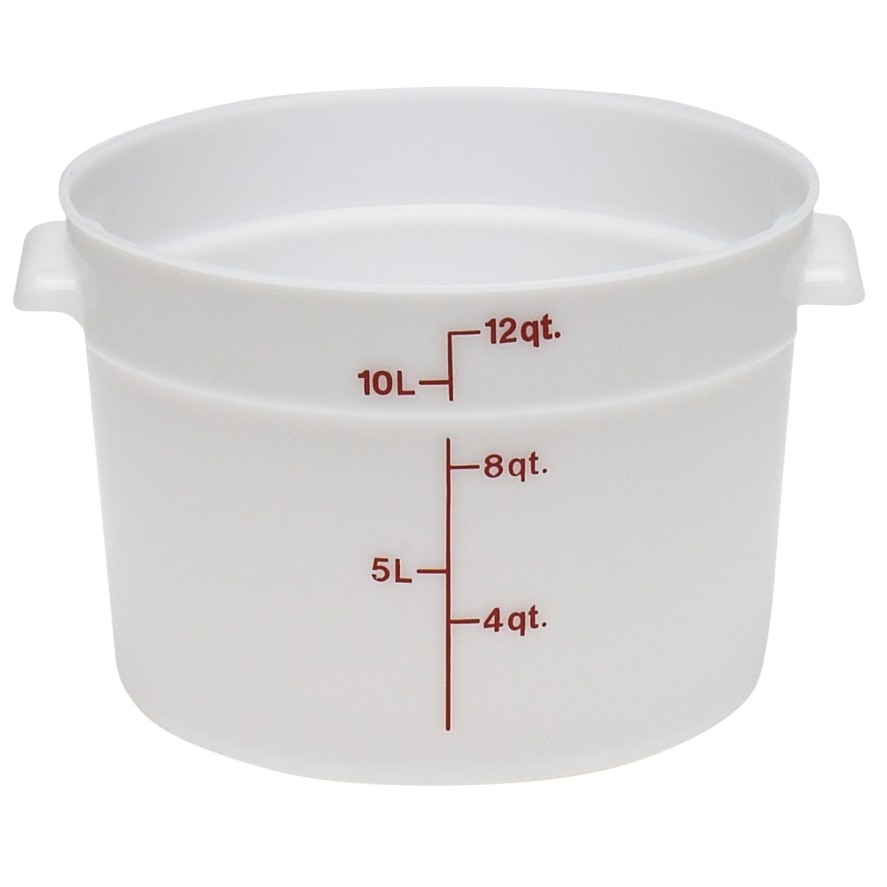 Cambro Poly Round Food Storage Containers, 12 Qt, White, Pack Of 6 Containers MPN:CAMRFS12148