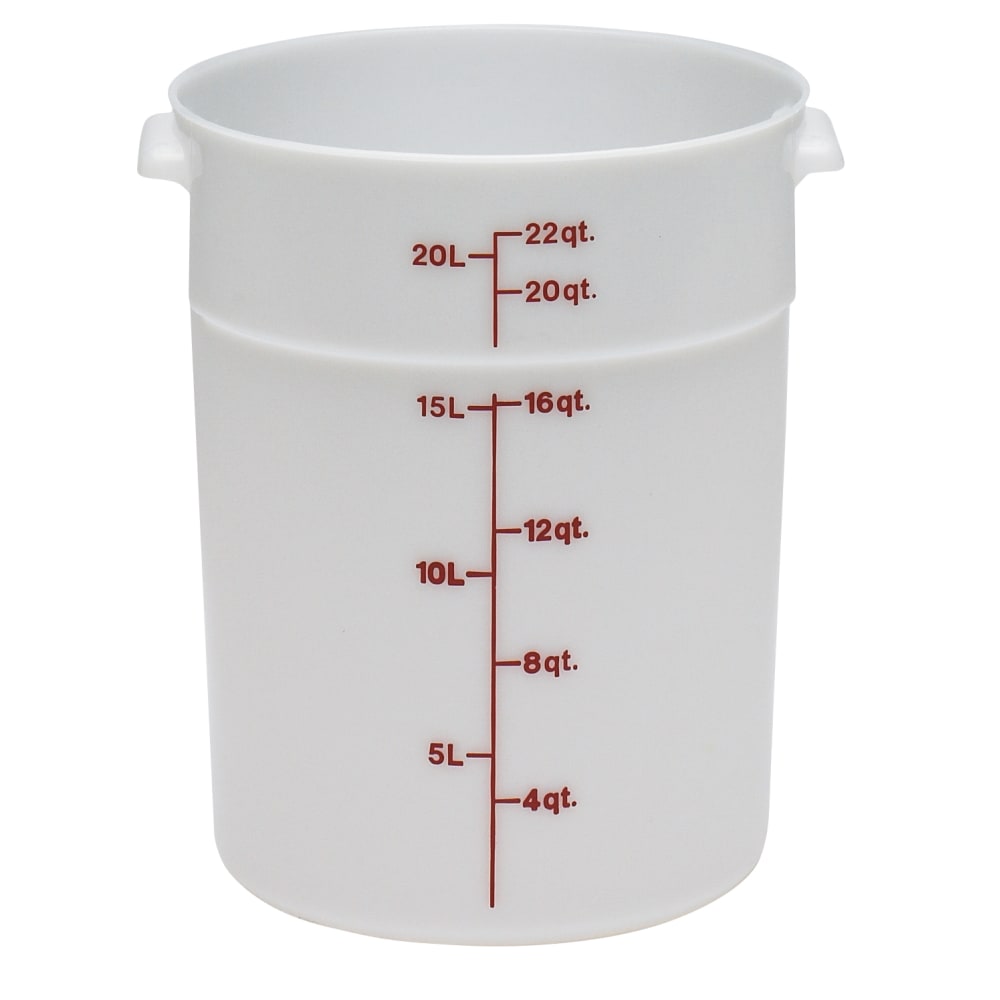 Cambro Poly Round Food Storage Containers, 22 Qt, White, Pack Of 6 Containers MPN:CAMRFS22148