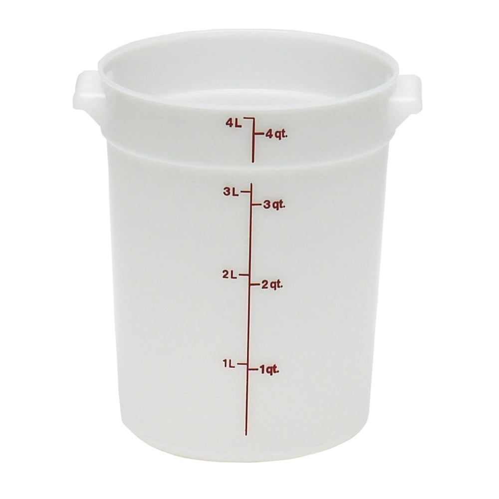 Cambro Poly Round Food Storage Containers, 4 Qt, White, Pack Of 12 Containers MPN:CAMRFS4148