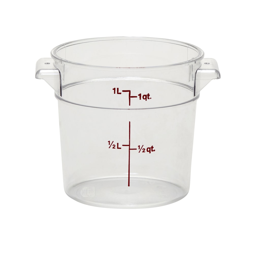 Cambro Camwear 1-Quart Round Storage Containers, Clear, Set Of 12 Containers MPN:CAMRFSCW1135