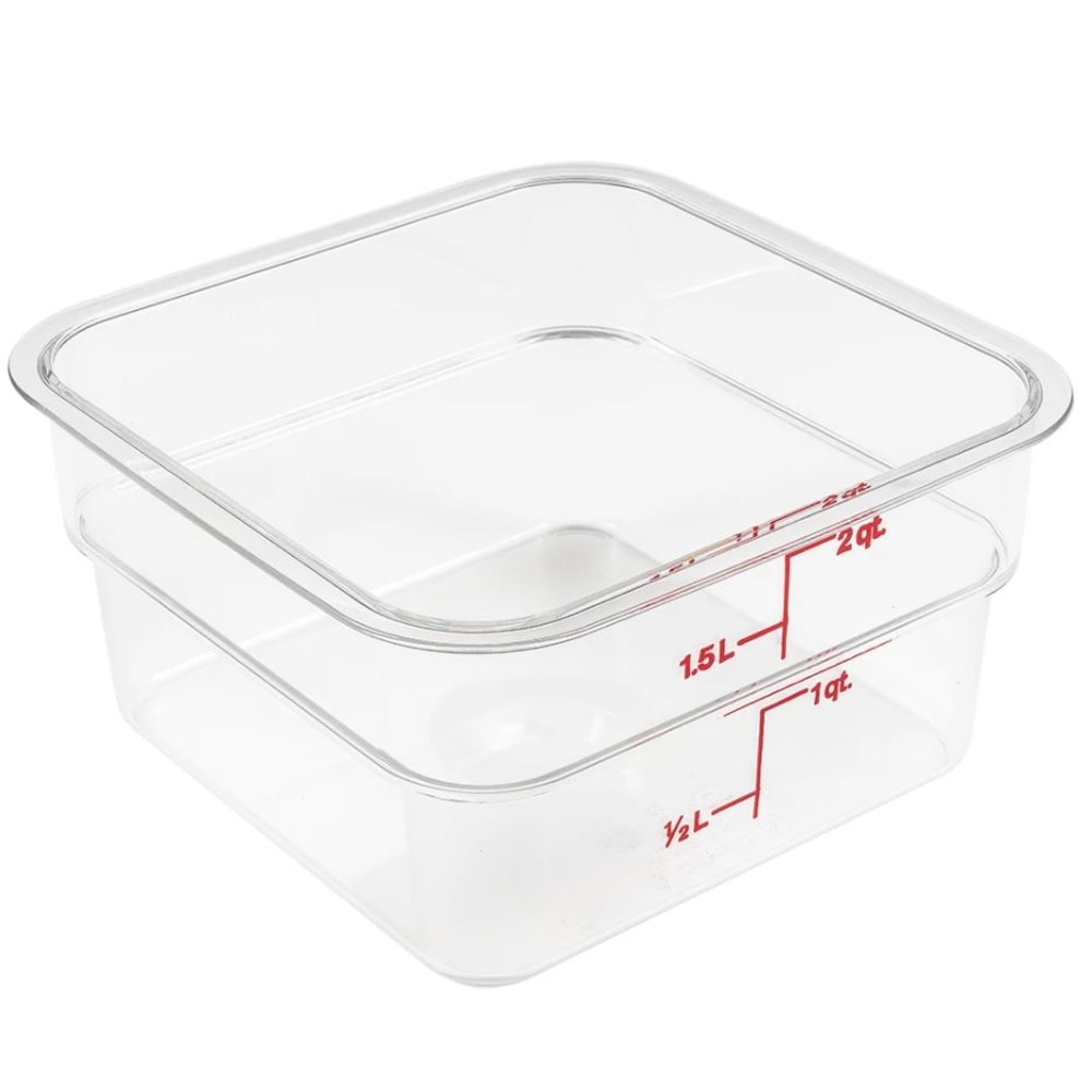 Cambro Square Food Storage Containers, 2-Quart, Clear, Pack Of 6 Containers MPN:IG2SFSCW135
