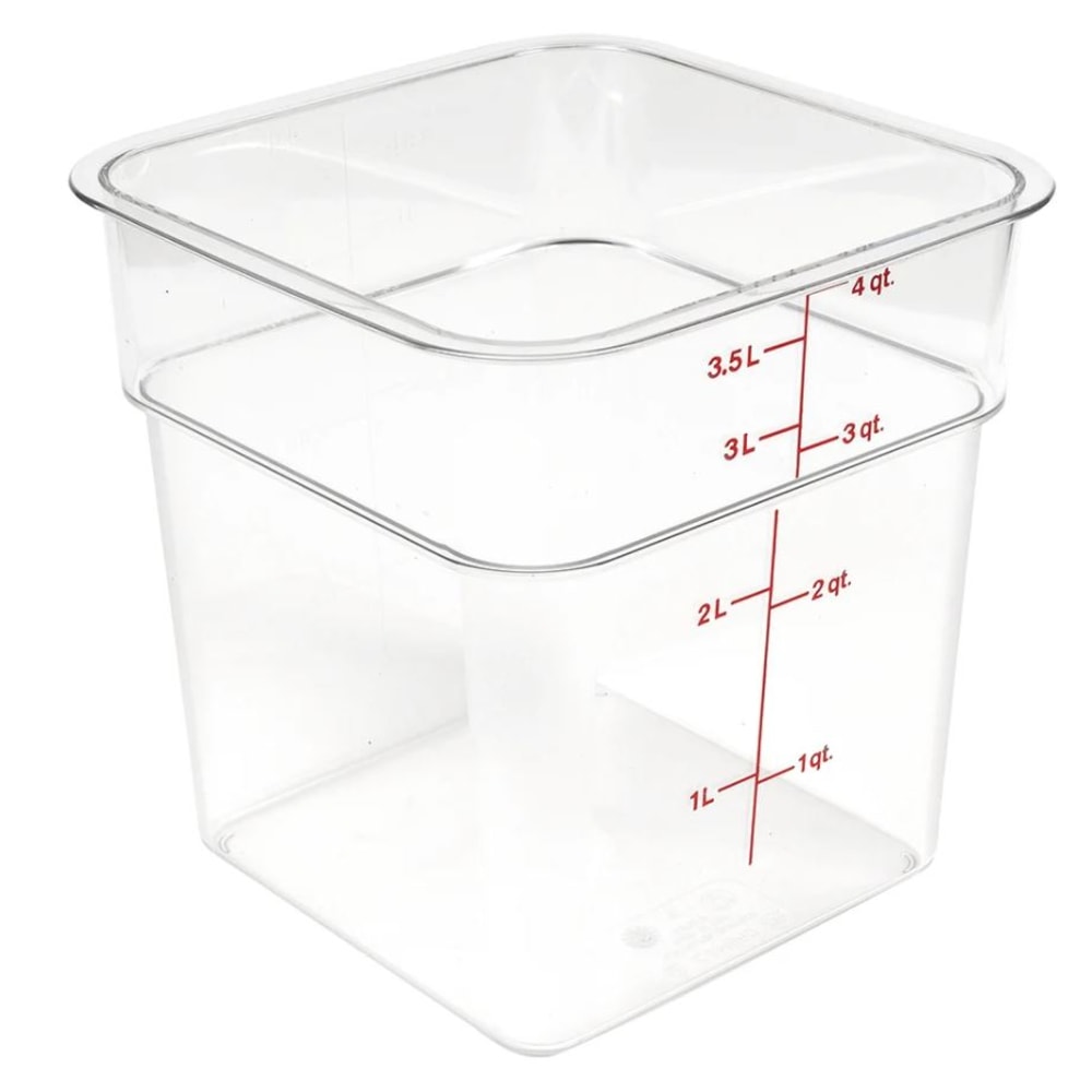 Cambro Square Food Storage Containers, 4-Quart, Clear, Pack Of 6 Containers MPN:IG4SFSCW135