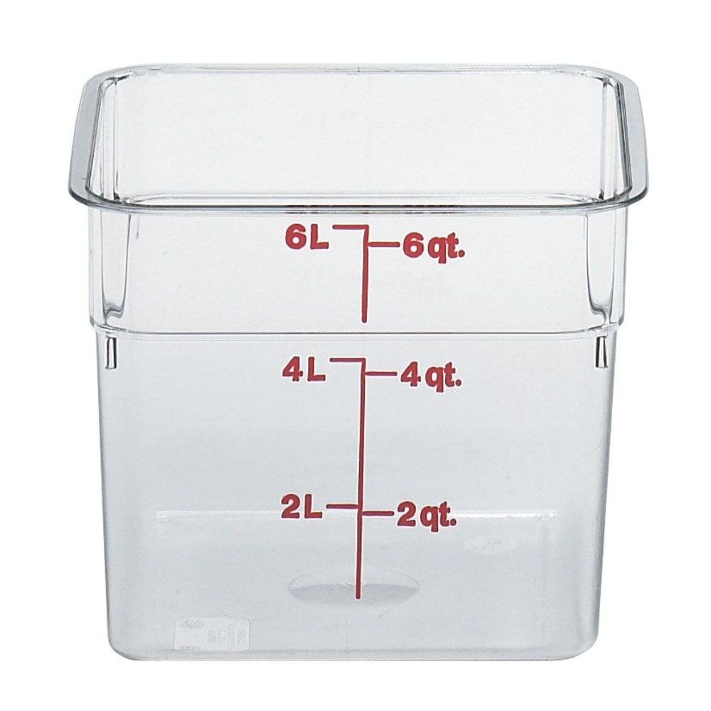 Cambro Square Food Storage Containers, 6-Quart, Clear, Pack Of 6 Containers MPN:IG6SFSCW135