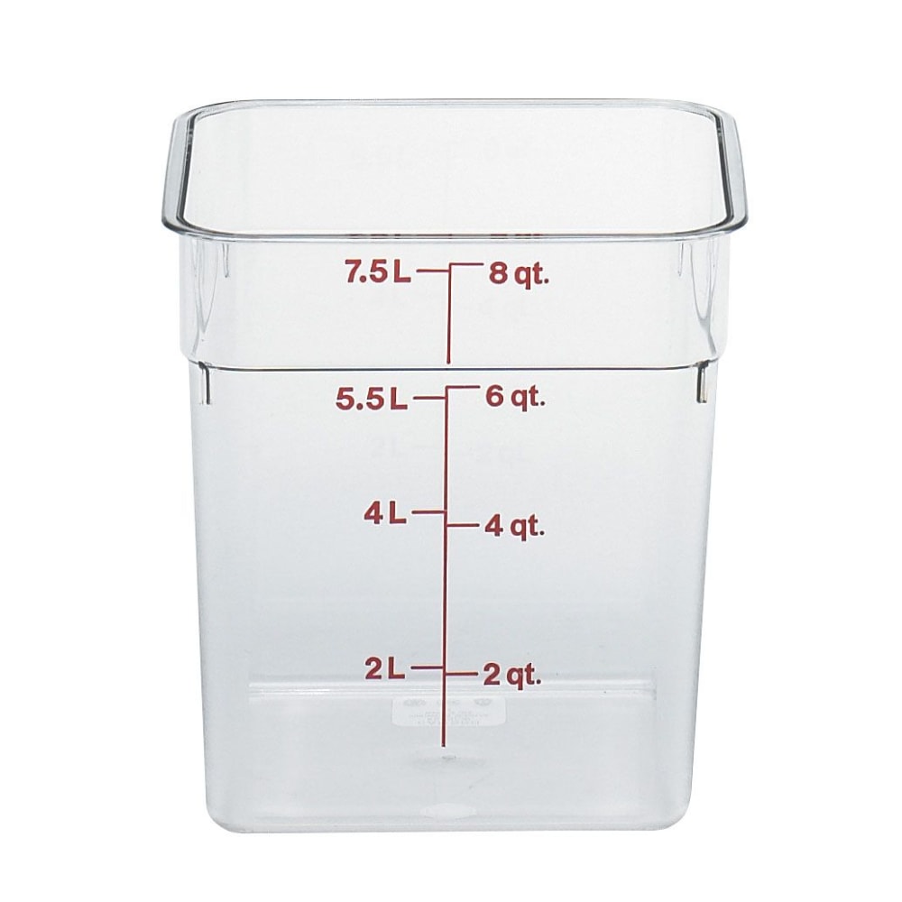 Cambro Square Food Storage Containers, 8-Quart, Clear, Pack Of 6 Containers MPN:IG8SFSCW135