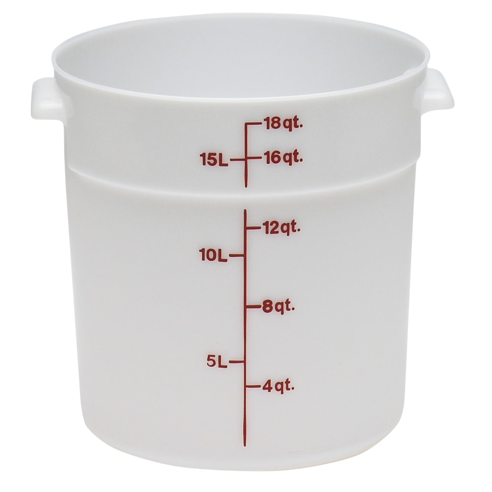 Cambro Poly Round Food Storage Containers, 18 Qt, White, Pack Of 6 Containers MPN:RFS18148