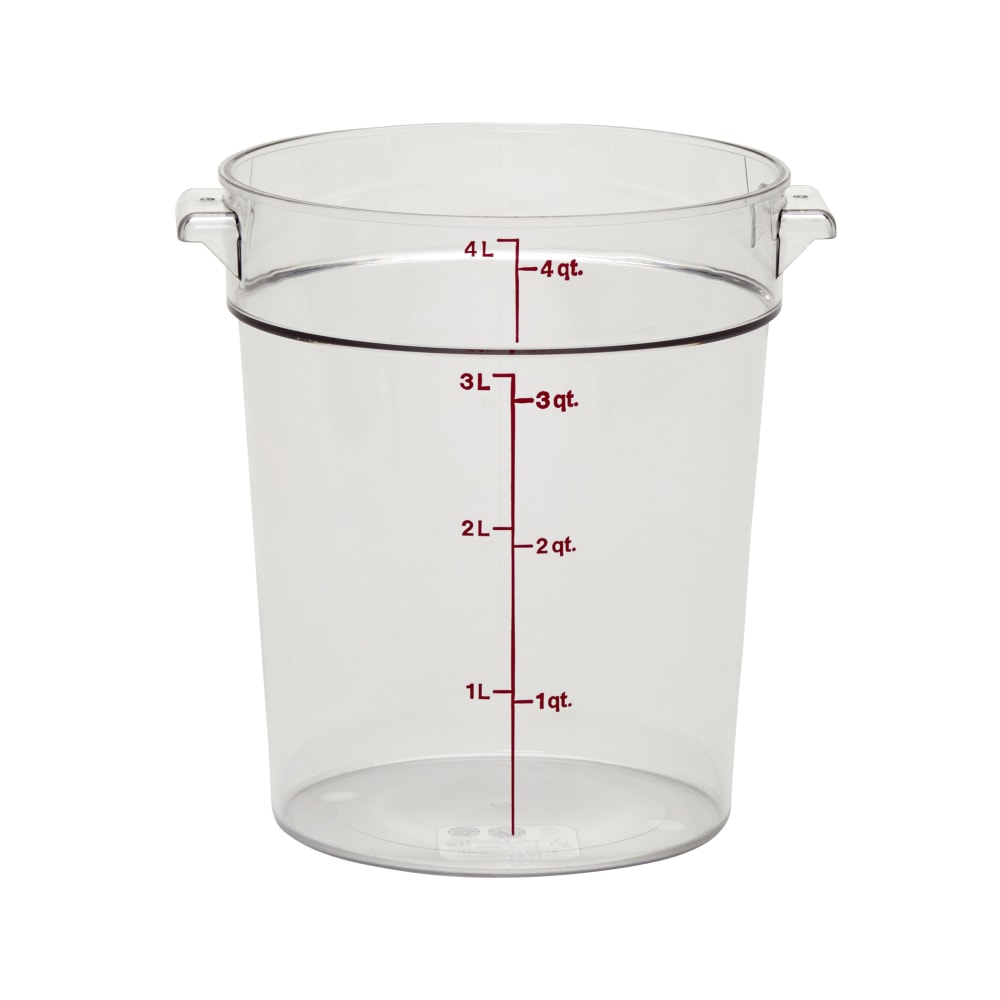 Cambro Camwear 4-Quart Round Storage Containers, Clear, Set Of 12 Containers MPN:RFSCW4135