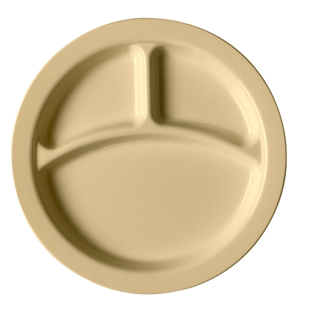 Cambro Camwear 3-Compartment Dinnerware Plates, 9in, Beige, Pack Of 48 Plates MPN:93CW133