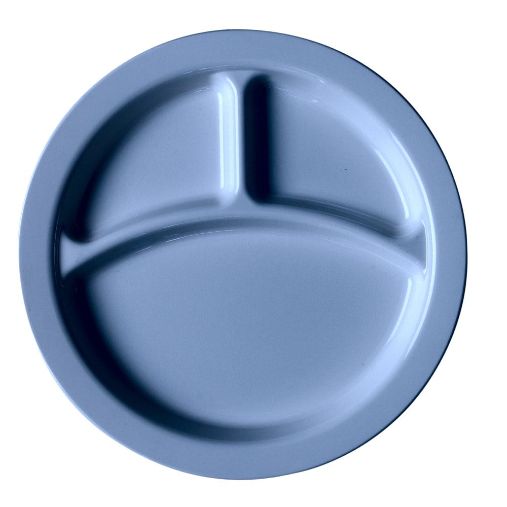 Cambro Camwear 3-Compartment Dinnerware Plates, 9in, Slate Blue, Pack Of 48 Plates MPN:93CW401