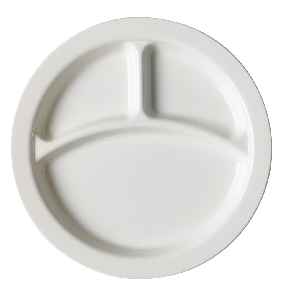 Cambro Camwear 3-Compartment Dinnerware Plates, 9in, White, Pack Of 48 Plates MPN:CAM93CW148
