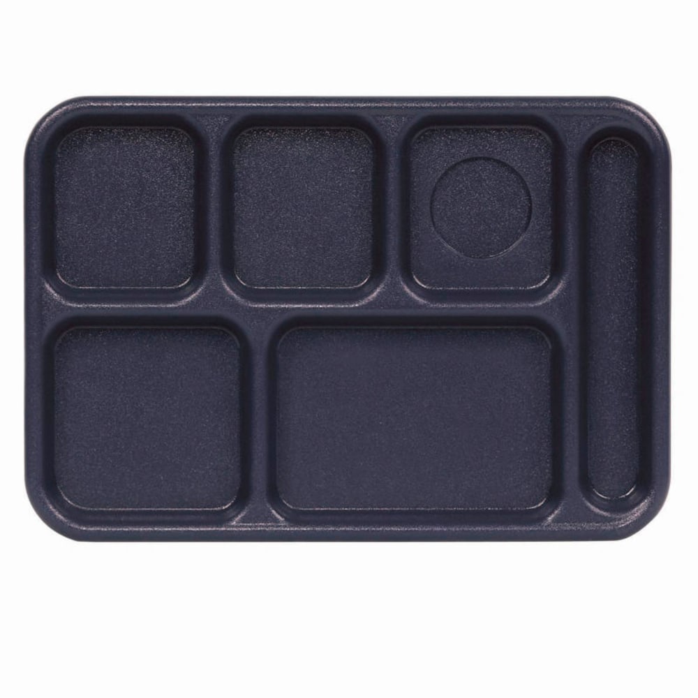 Cambro Camwear 6-Compartment Serving Trays, 10in x 14-1/2in, Navy Blue, Pack Of 24 Trays MPN:10146CW186