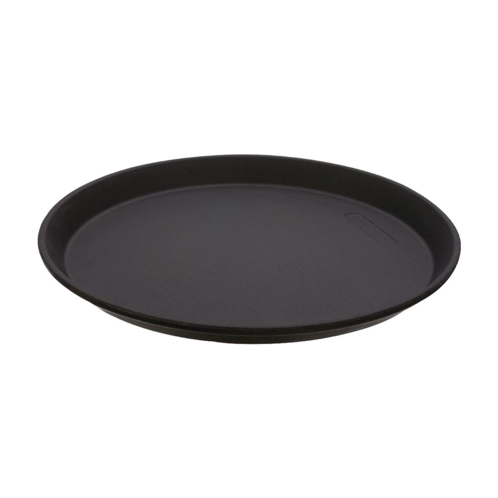 Cambro Camtread Round Non-Skid Serving Trays, 11in, Black, Pack Of 12 Trays MPN:1100CT110
