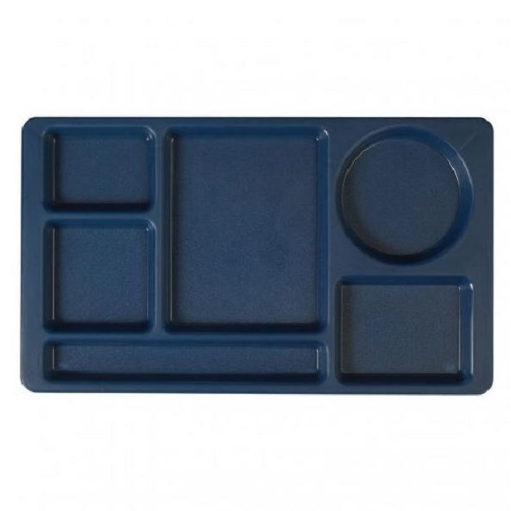 Cambro Camwear 6-Compartment Serving Trays, 8-3/4in x 15in, Navy Blue, Pack Of 24 Trays MPN:915CP186