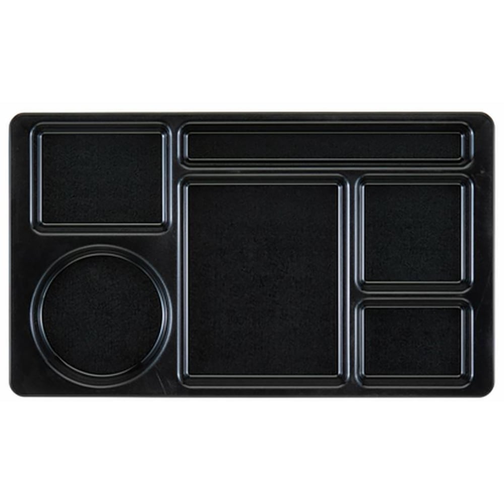 Cambro Camwear 6-Compartment Serving Trays, 8-3/4in x 15in, Black, Set Of 24 Trays MPN:915CW110