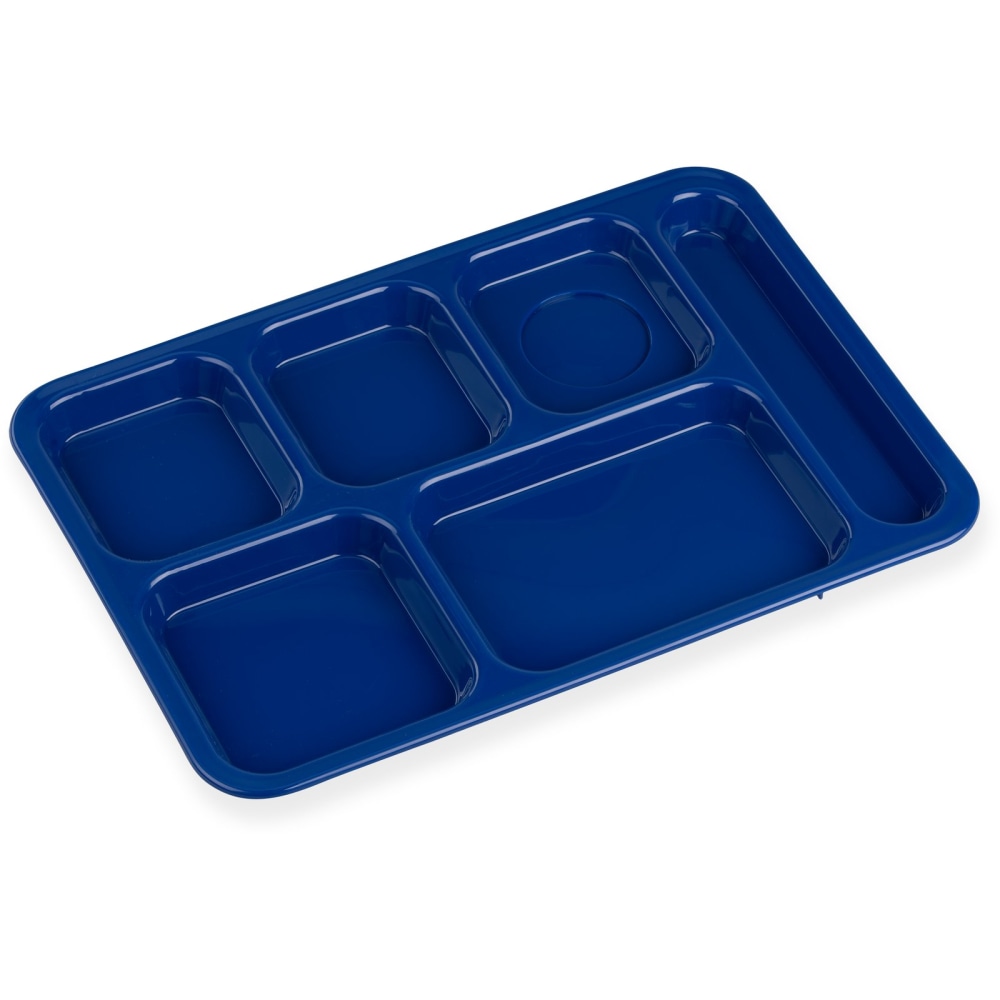 Cambro Camwear 6-Compartment Serving Trays, 10in x 14-1/2in, Navy Blue, Set Of 24 Trays MPN:PS1014186