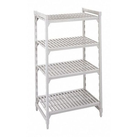 Starter Shelving Unit, Plastic, Vented Style, 4 Shelves, Speckled Gray MPN:EACPU245472V4480