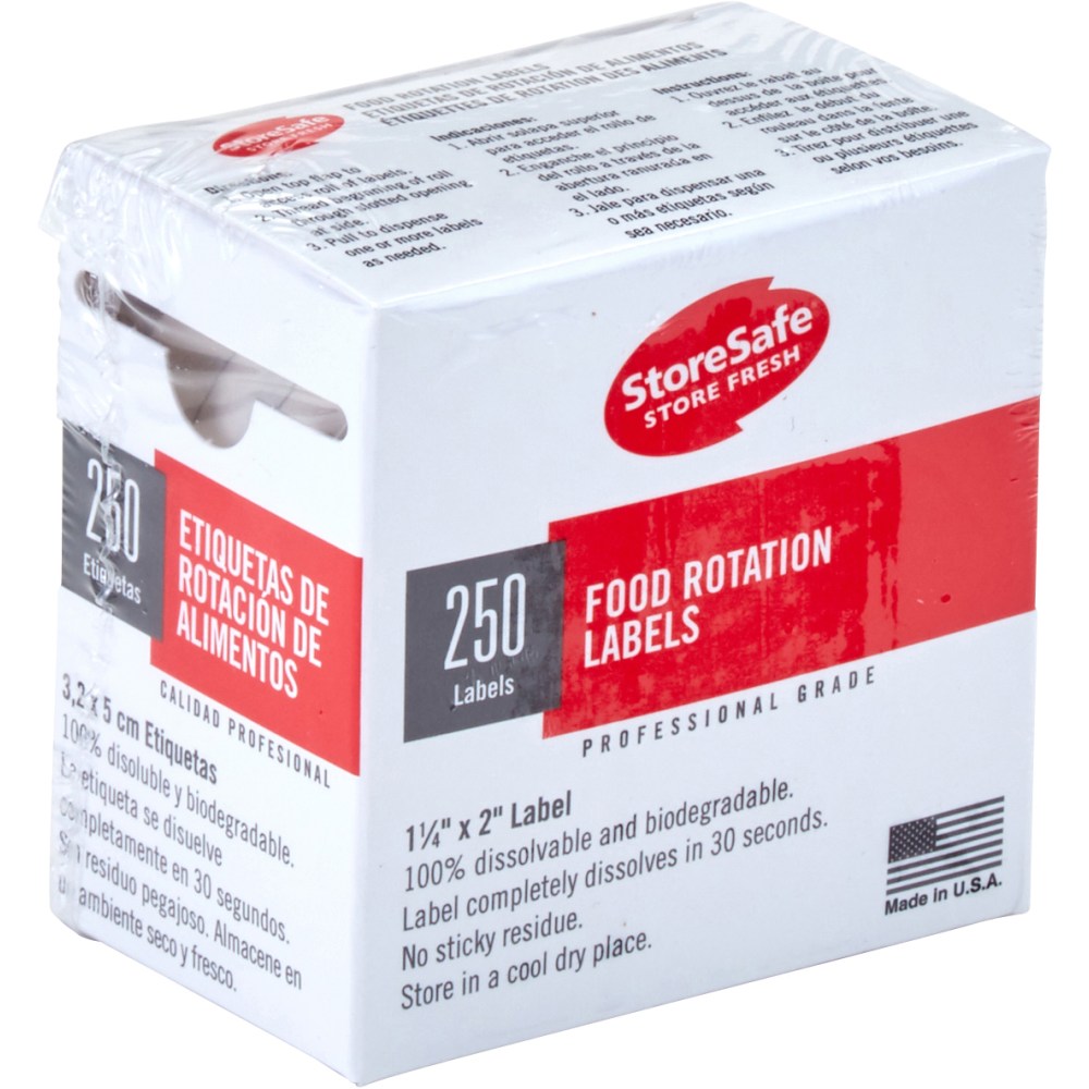 Cambro Half-Size Bulk Dispenser Pack Food Rotation Labels, 1252SLB250, 1-1/4inW x 2inD, White, Pack Of 250 Labels MPN:1252SLB250