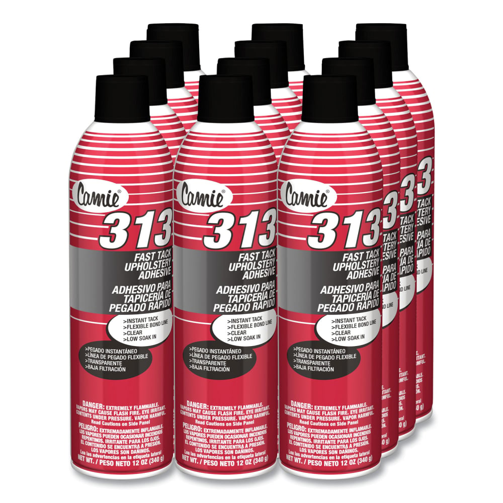 Camie 313 Fast Tack Upholstery Adhesive, 12 oz Aerosol Spray, Dries Clear, Dozen MPN:CA313