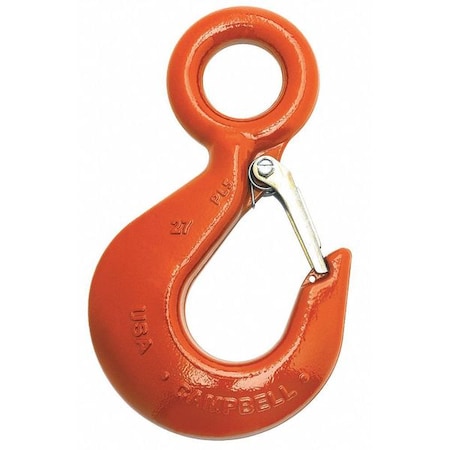 Eye Hoist Hook w/ Latch, PL, No. 22, 1 Ton, Forged Alloy, Painted Orange MPN:3924215PL