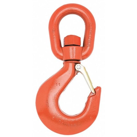 No. 7 Alloy Latched Swivel Hoist Hook, 5 Ton PL, Forged Alloy, Painted Orange MPN:3952715PL