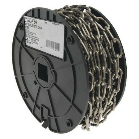 5/32 316L Stainless Steel Chain, Bright, 50' per Reel MPN:T0190424