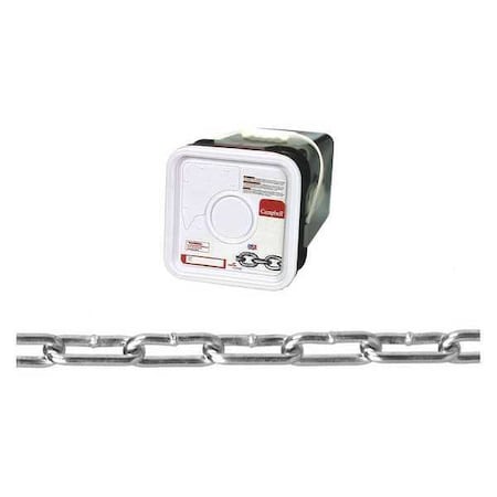 No. 1 Straight Link Coil Chain, Zinc Plated, 350' per Square Pail MPN:T0330126