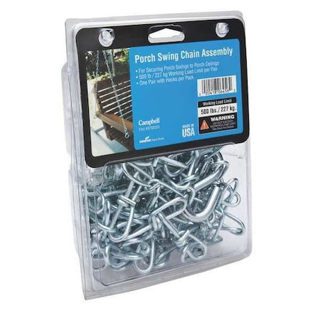 Porch Swing Chain Assembly with Hooks, 1 Set per Plastic Clamshell MPN:T0702024N