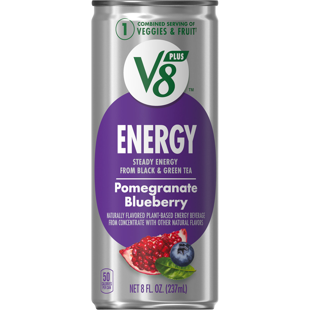 Campbells V8 +ENERGY Pomegranate Blueberry Energy Drinks, 8 Oz, Case Of 24 Drinks MPN:200000019621