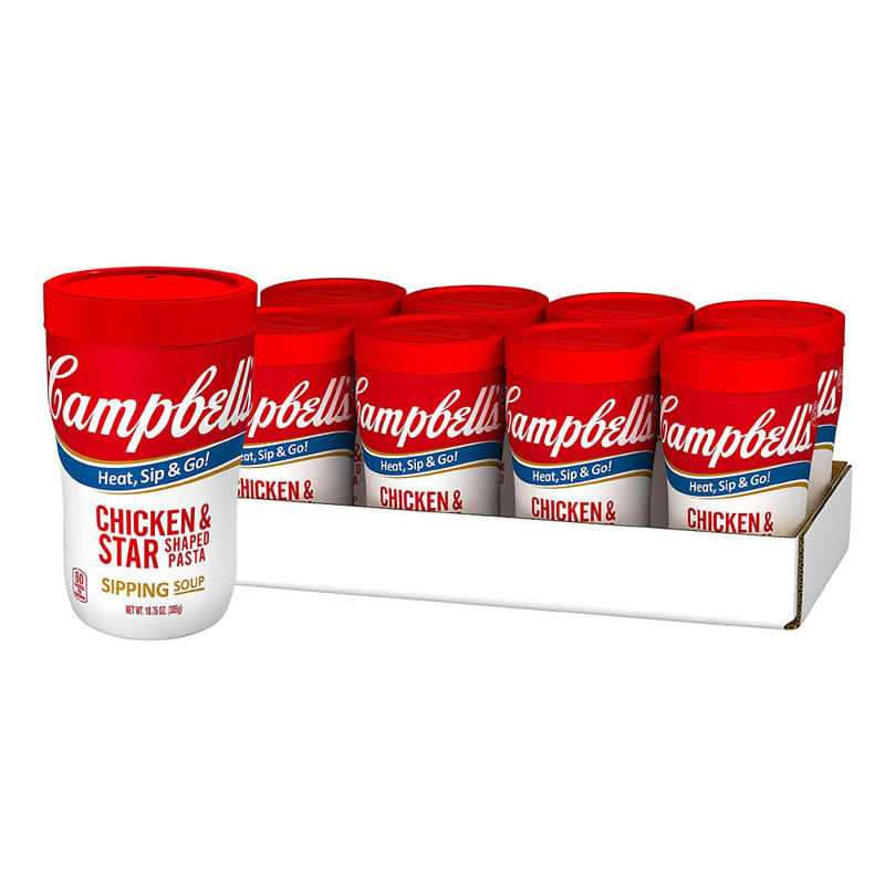 Campbells Chicken And Stars Sipping Soup, 10.75 Oz, Pack Of 8 Cups MPN:15076