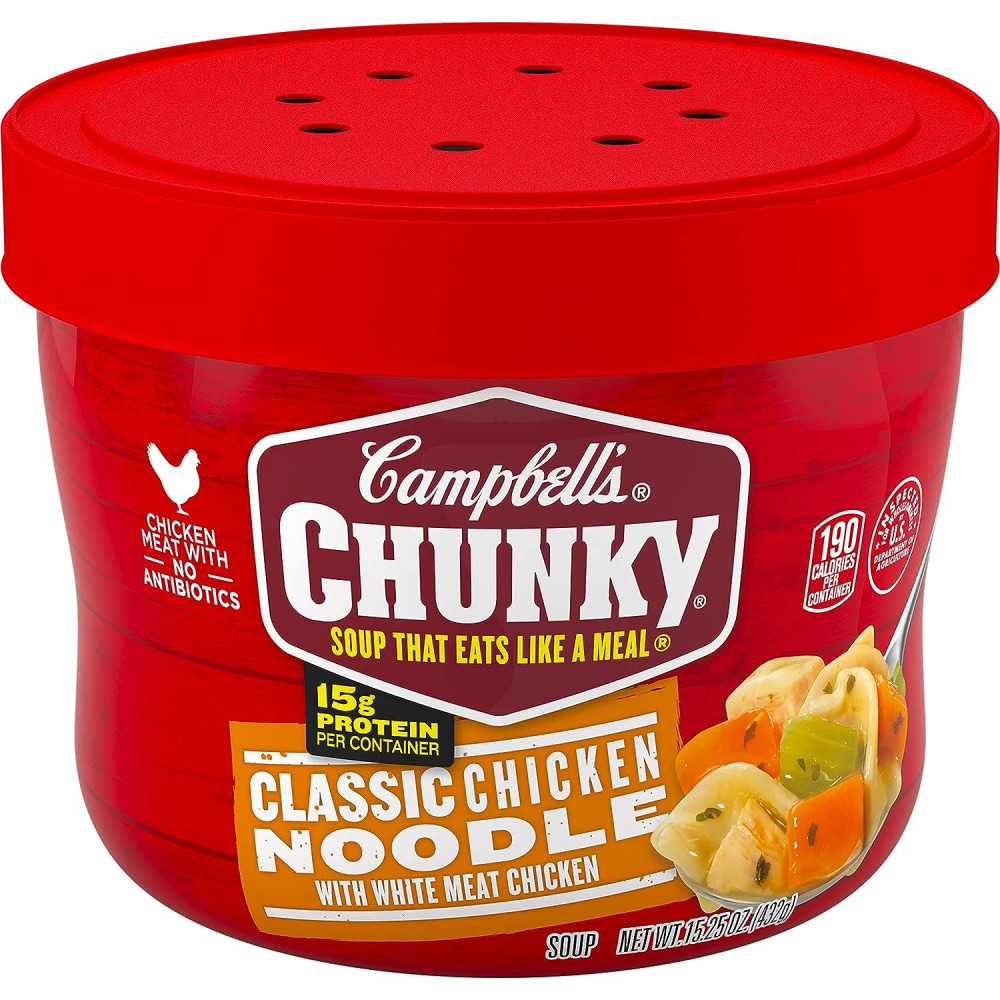 Campbells Chunky Classic Chicken Noodle Soup Bowls, 15.25 Oz, Case Of 8 Bowls MPN:2E+11