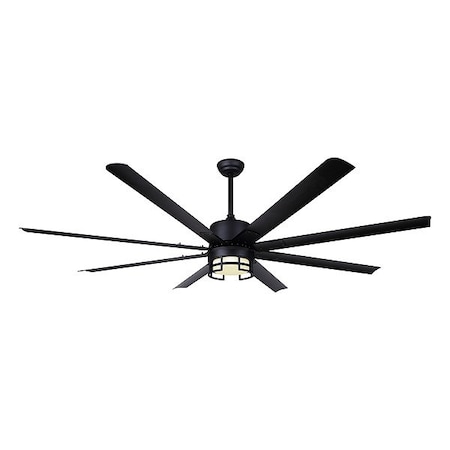 Ceiling Fan, 72 in Blade Dia, 8 Blades, 5 Speeds, 120V AC, Matte Black MPN:CP72EZR8BK-W