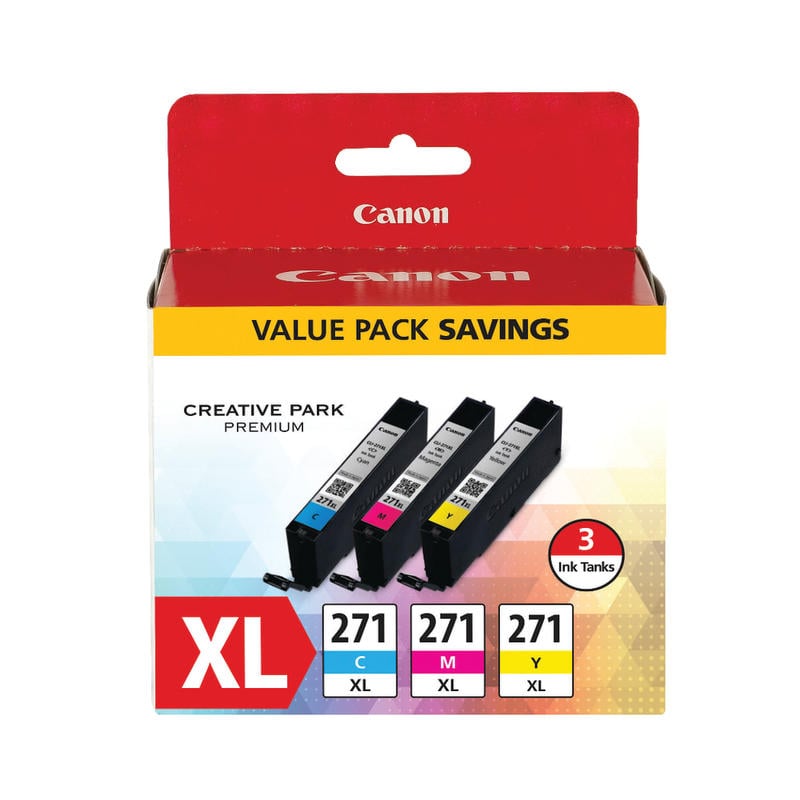 Canon CLI-271XL Cyan; Magenta; Yellow High-Yield Ink Tanks, Pack Of 3, 0337C005 MPN:0337C005