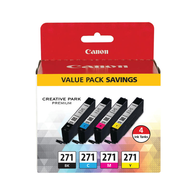 Canon CLI-271 Black And Cyan, Magenta, Yellow Ink Tanks, Pack Of 4, 0390C005 MPN:0390C005