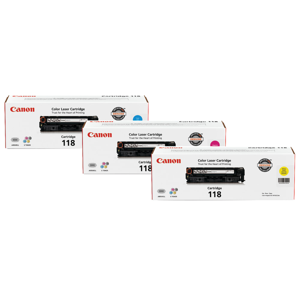 Canon 118 Cyan, Magenta, Yellow Toner Ink Cartridges, Pack Of 3, 118 combo MPN:2660B015AA