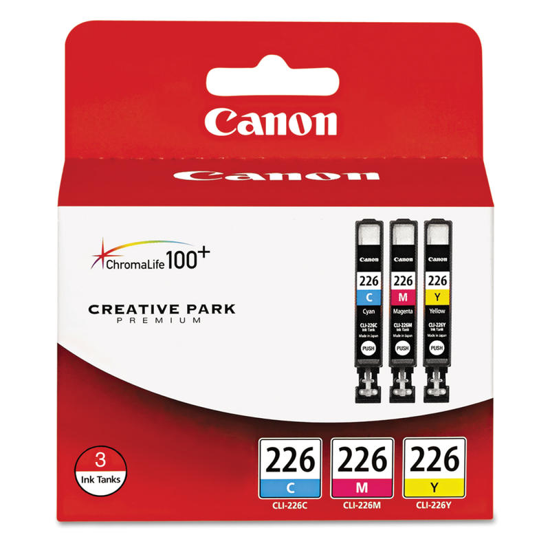 Canon CLI-226 ChromaLife 100+ Cyan, Magenta, Yellow Ink Tanks, Pack Of 3, 4546B007 MPN:4547B005