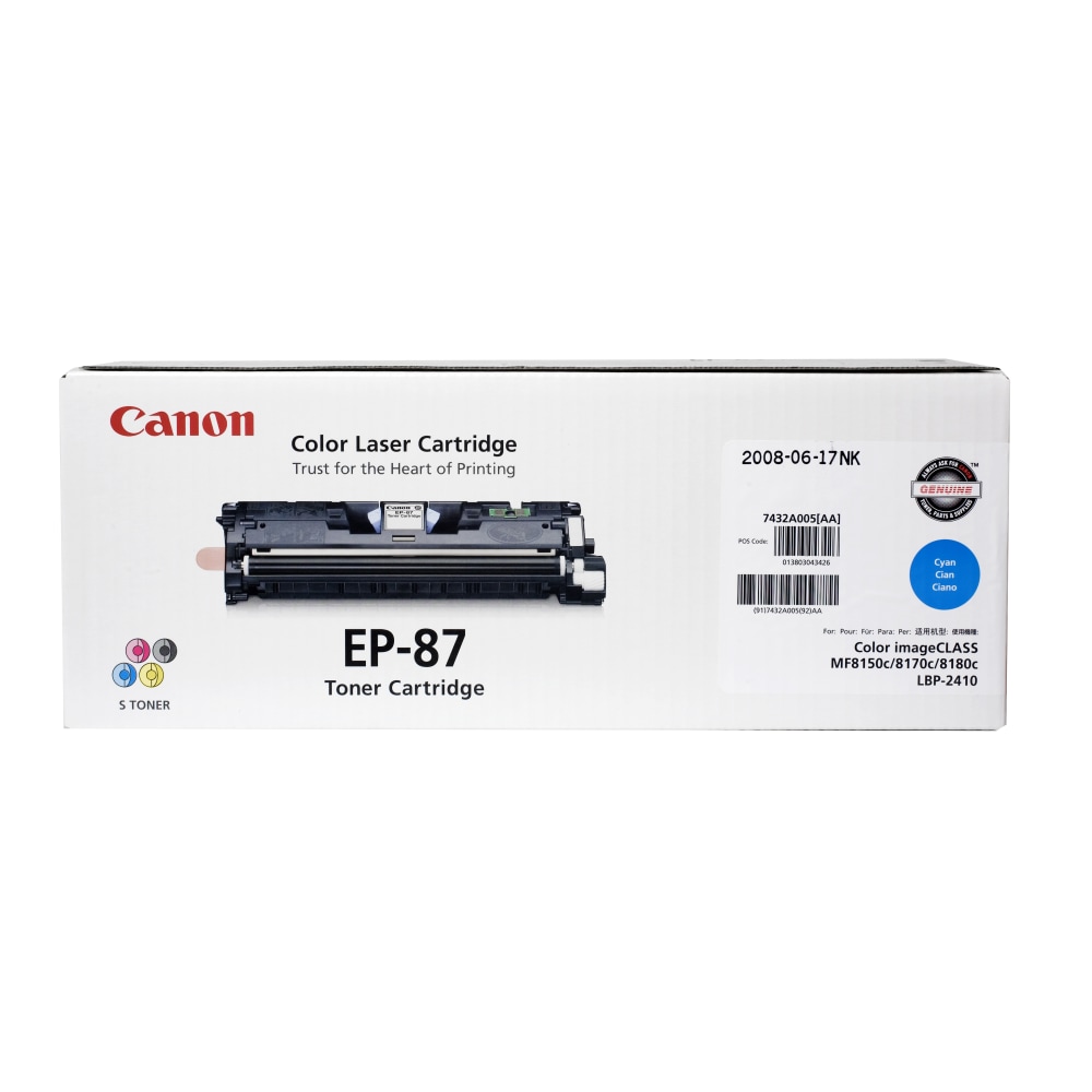 Canon EP-87C Cyan Toner Cartridge, 7432A005 MPN:7432A005AA