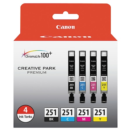 Ink Cartridge, Cli-25, Black/Cy/Mg, Yw, PK4 MPN:6513B004