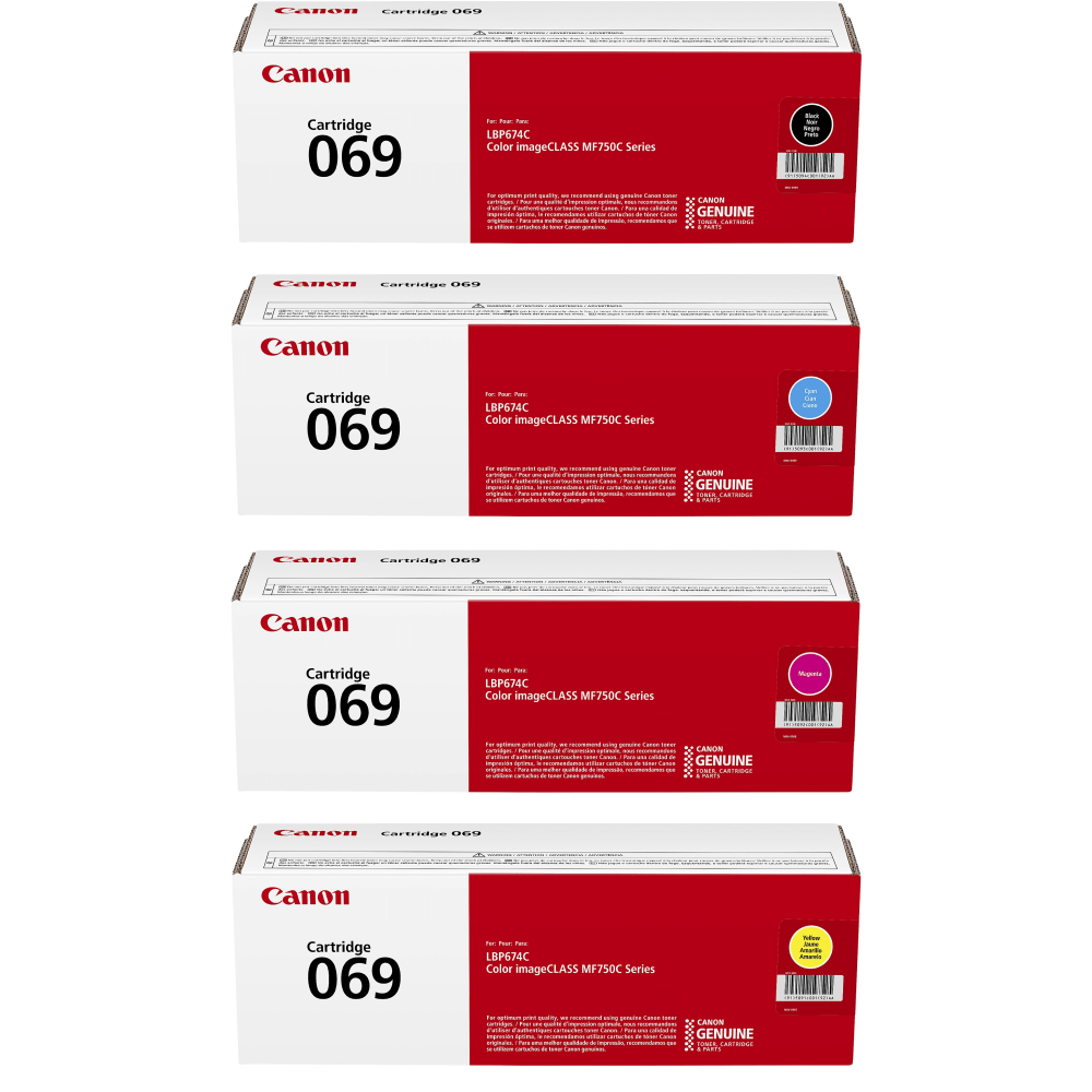 Canon 69 Black/Cyan/Magenta/Yellow Toner Cartridges, Pack Of 4 Cartridges, 5091C001/5092C001/5093C001/5094C001 MPN:CRG069CMYK-OD