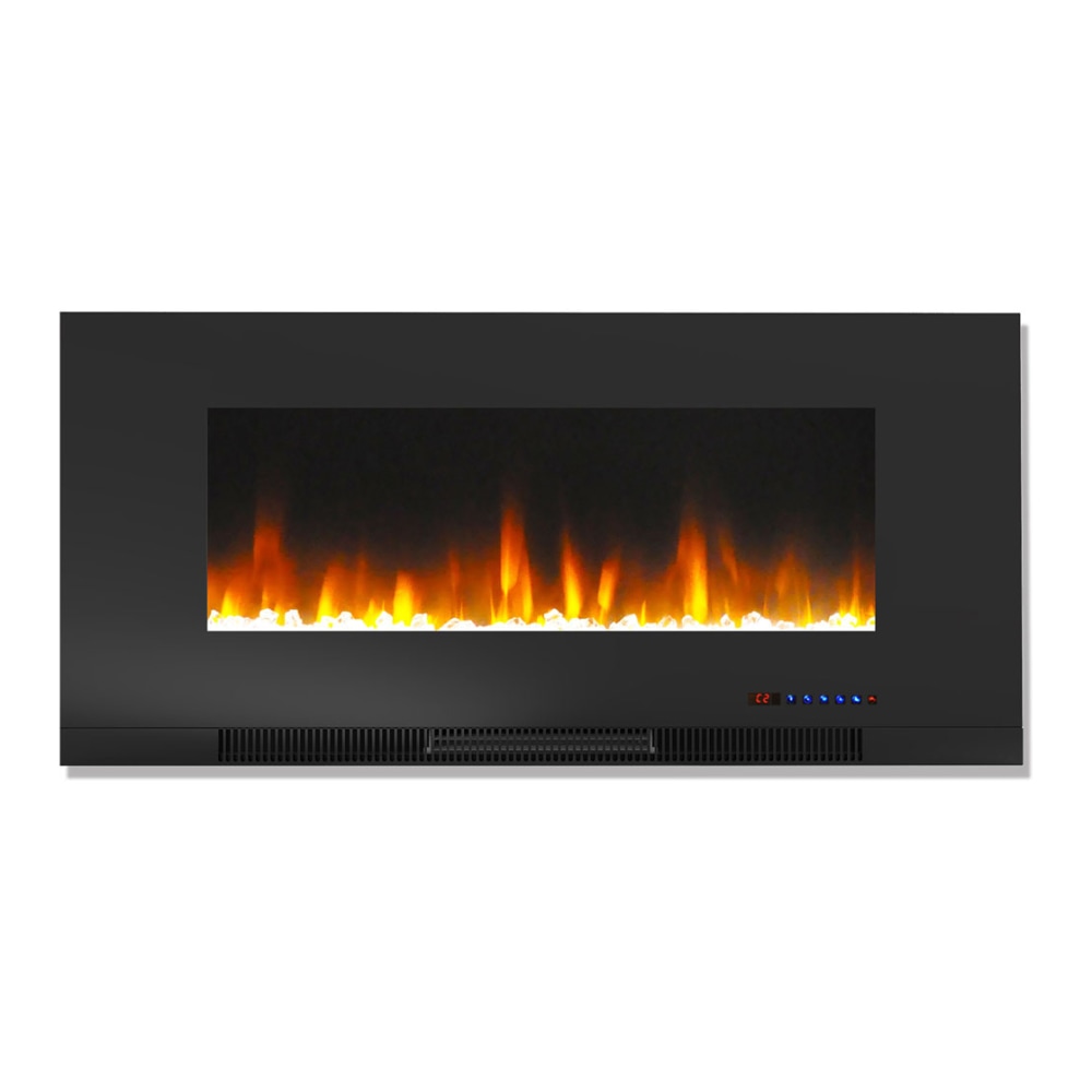 Cambridge Wall-Mount Electric Fireplace With Multicolor Flames, Crystal Rock, 42in, Black MPN:CAM42WMEF-1BLK