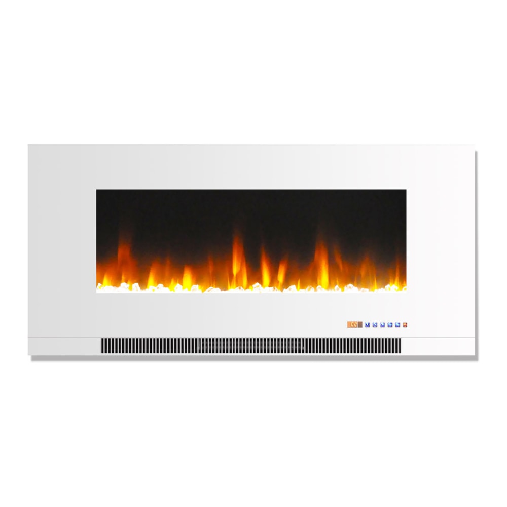 Cambridge Wall-Mount Electric Fireplace With Multicolor Flames, Crystal Rock, 42in, White MPN:CAM42WMEF-1WHT