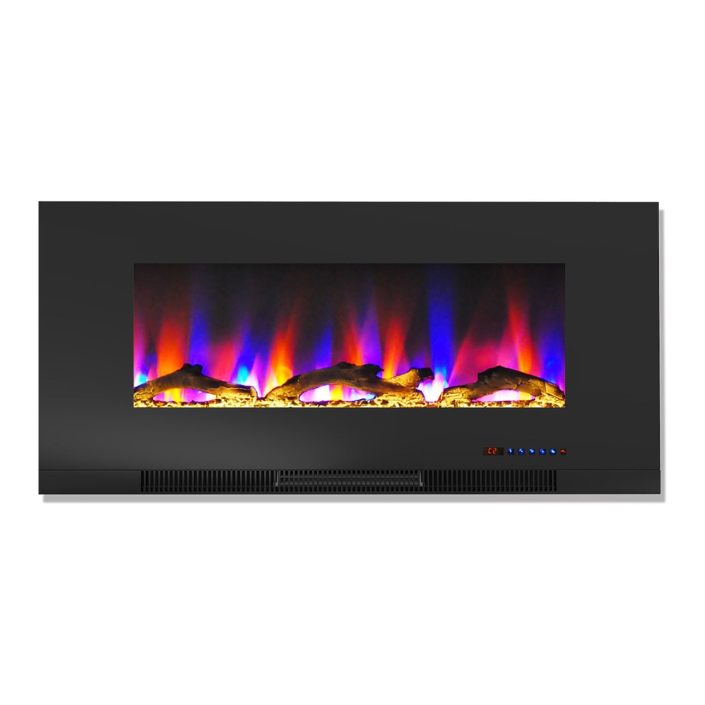 Cambridge Wall-Mount Electric Fireplace With Multicolor Flames, Driftwood Log, 42in, Black MPN:CAM42WMEF-2BLK