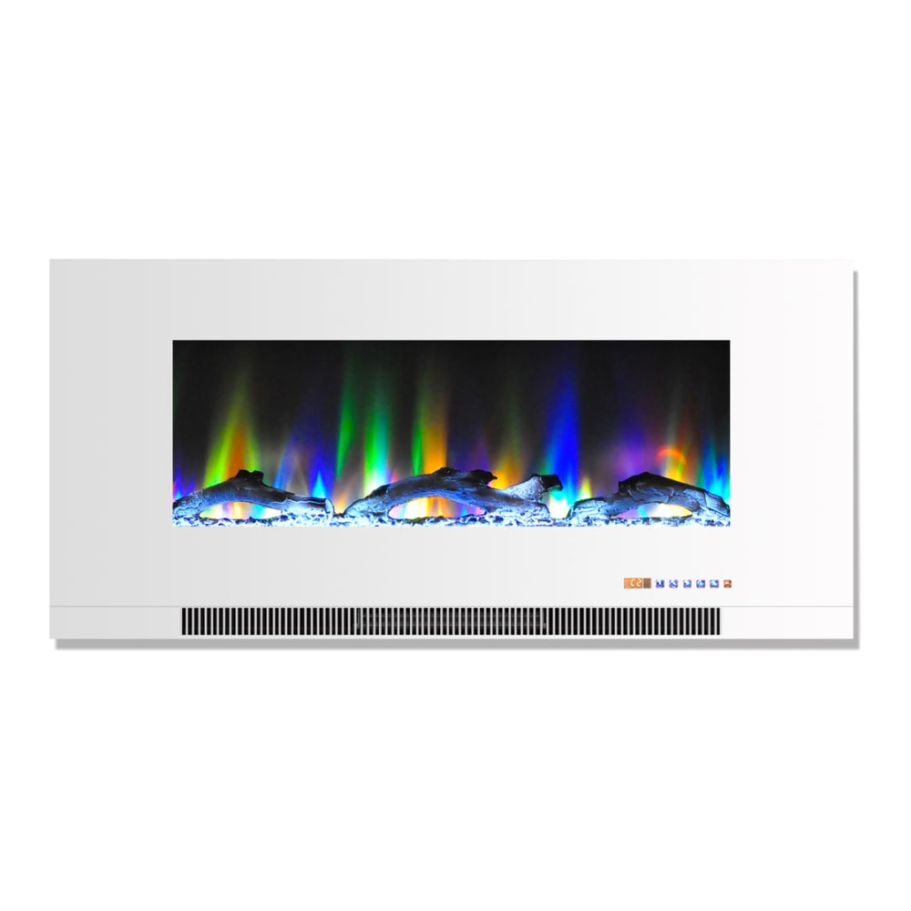 Cambridge Wall-Mount Electric Fireplace With Multicolor Flames, Driftwood Log, 42in, White MPN:CAM42WMEF-2WHT