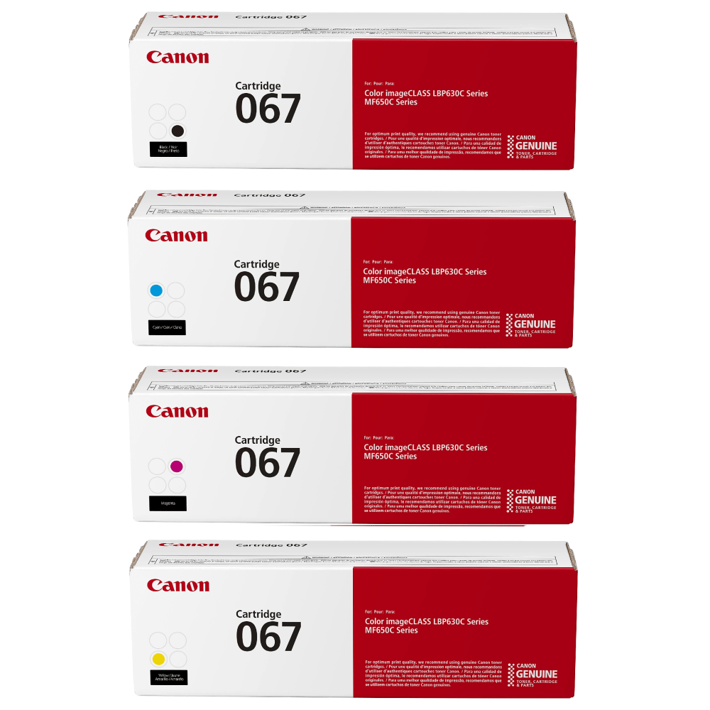 Canon 67 Black/Cyan/Magenta/Yellow Toner Cartridges, Pack Of 4 Cartridges, 5099C001/5100C001/5101C001/5102C001 MPN:CRG067CMYK-OD