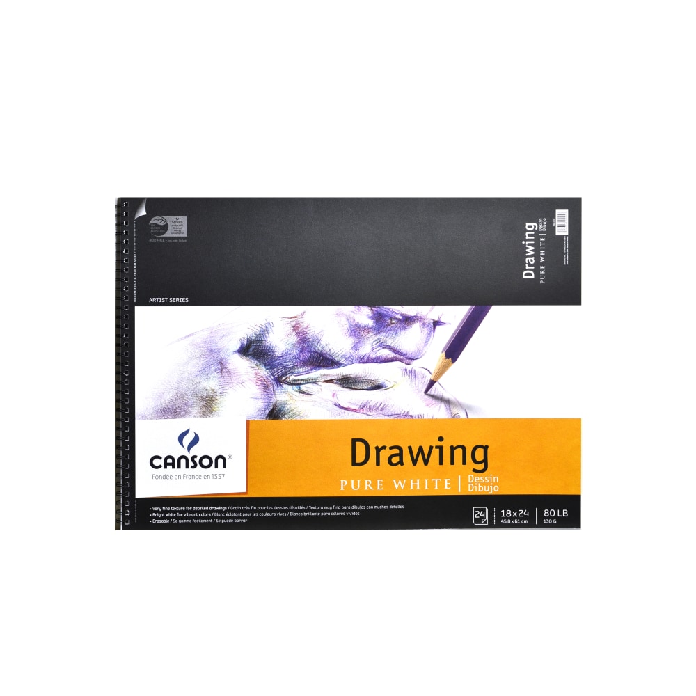 Canson Pure White Drawing Pad, 18in x 24in, 24 Sheets MPN:100510893