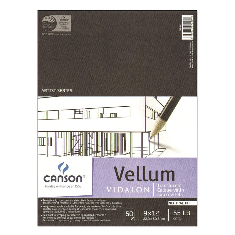 Canson Vidalon Tracing Vellum Pad, 9in x 12in, Pack Of 50 Sheets MPN:100510983