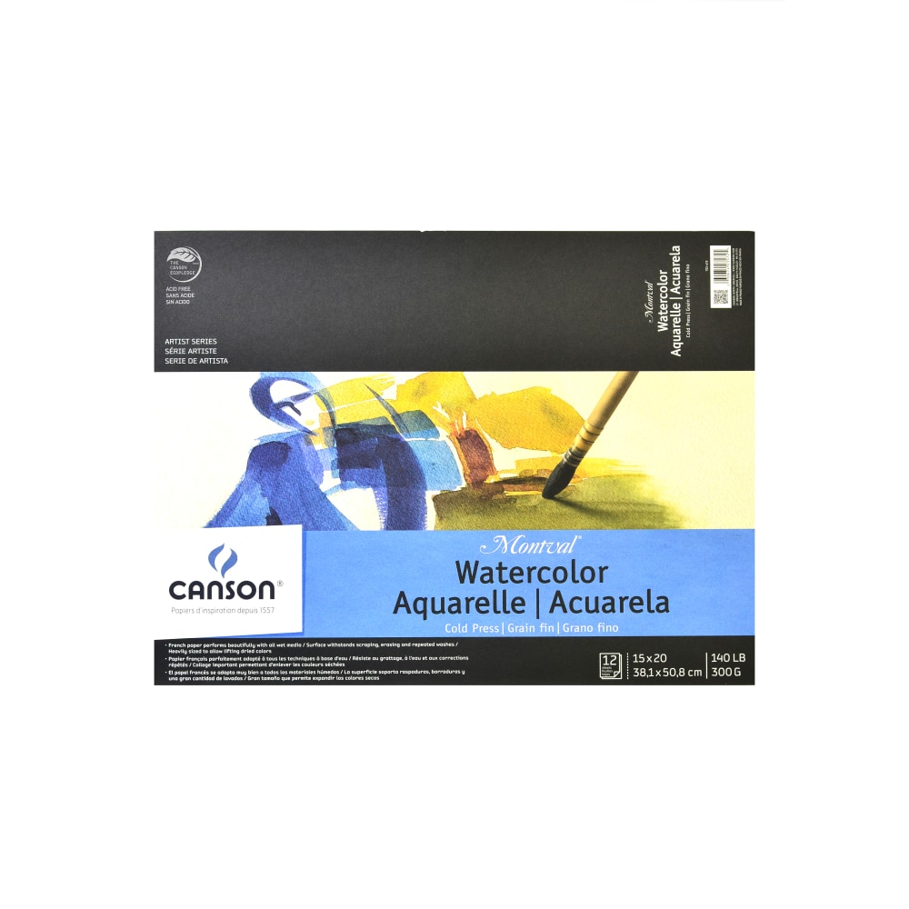 Canson Montval Watercolor Paper, 15in x 20in, 12 Sheets MPN:100511053