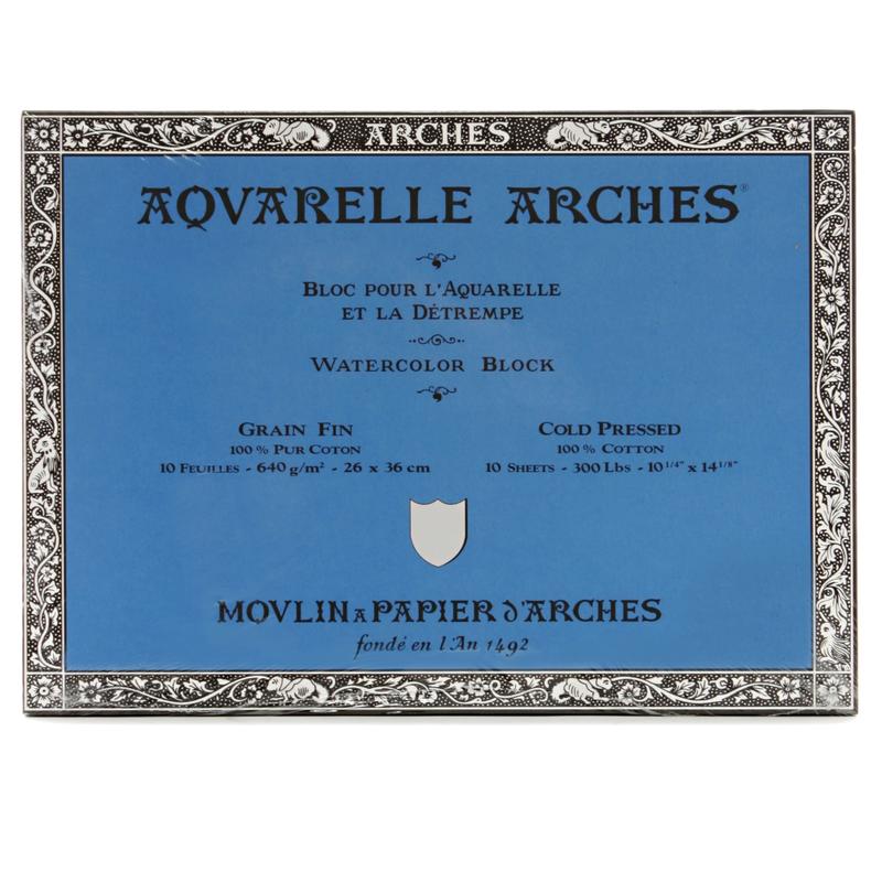Arches Aquarelle Watercolor Block, 300 Lb, Cold Press, 10in x 14in MPN:200177595