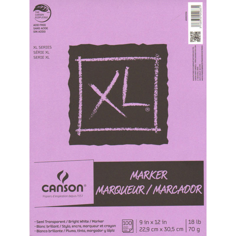 Canson XL Series Marker Pad, 9in x 12in, 100 Sheets MPN:400023336