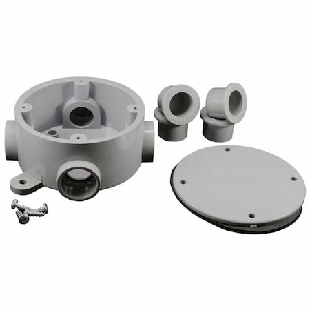 Weatherproof Junction Box, 15.8 cu in, Junction Box Type, 1 Gang, PVC, Round Shape MPN:5133690